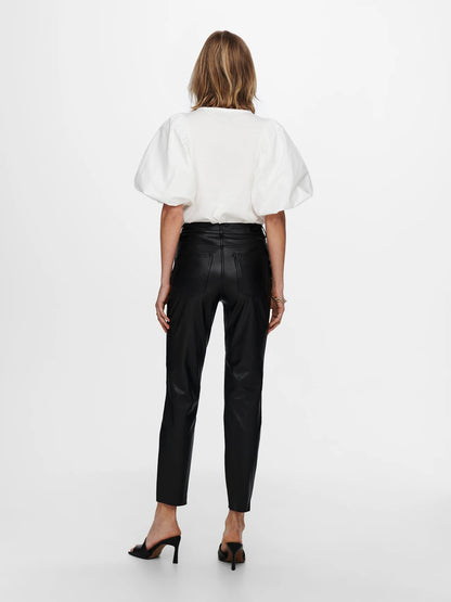 Jidau – Dames broek synthetisch leer – Normale pasvorm – Polyester – Lente / Zomer