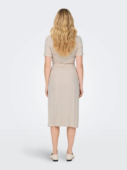 Zosja - Dames bloesjurk met borstzakken en knoopsluiting – viscose/linnen – Lente / Zomer