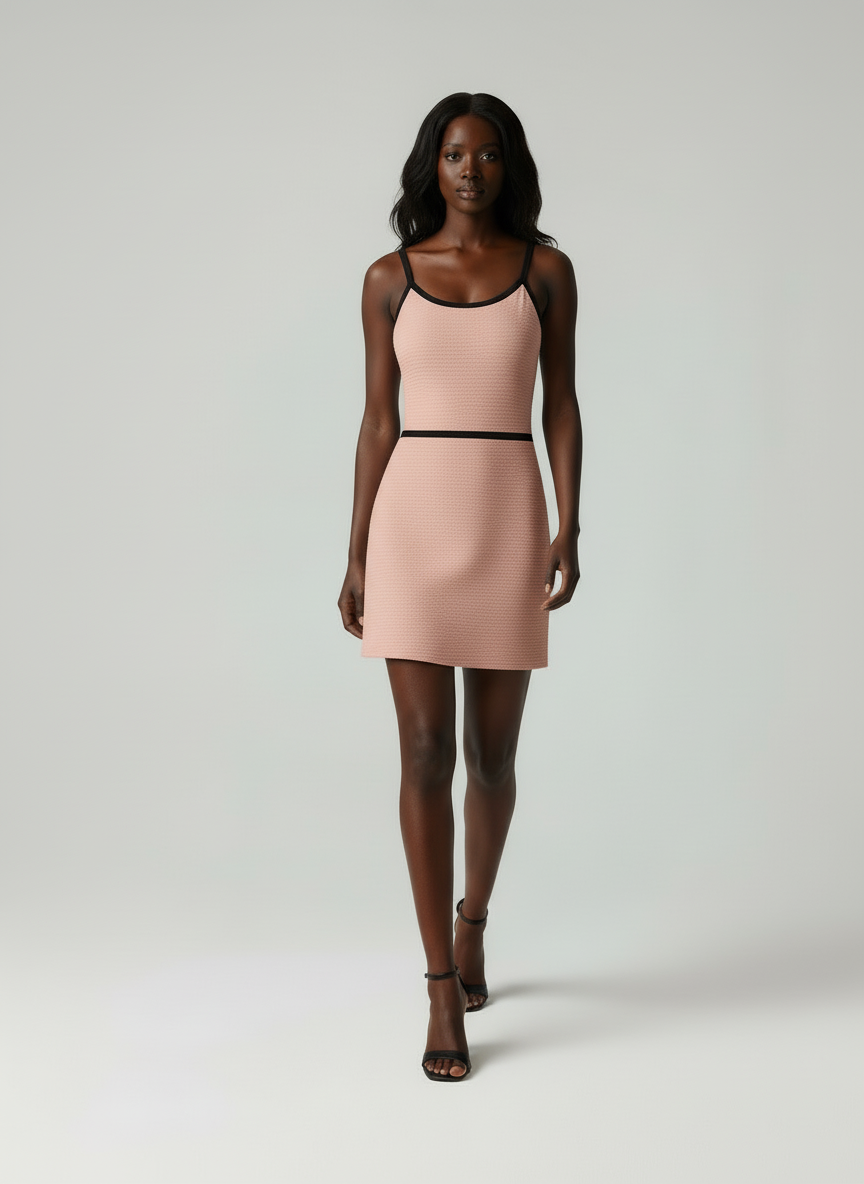 Jesenia –  Getailleerde dames zomerjurk met Spaghettibandjes – Gebreide Polymix – Lente / Zomer