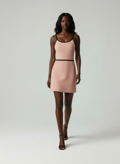 Jesenia –  Getailleerde dames zomerjurk met Spaghettibandjes – Gebreide Polymix – Lente / Zomer