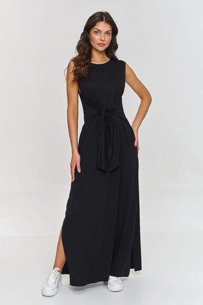 Vayen – Dames – Mouwloze maxi-jurk met ceintuur – Viscosemix – Lente / Zomer