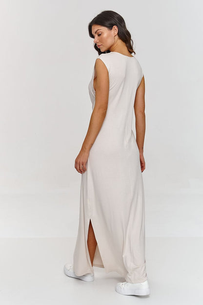 Vayen – Dames – Mouwloze maxi-jurk met ceintuur – Viscosemix – Lente / Zomer