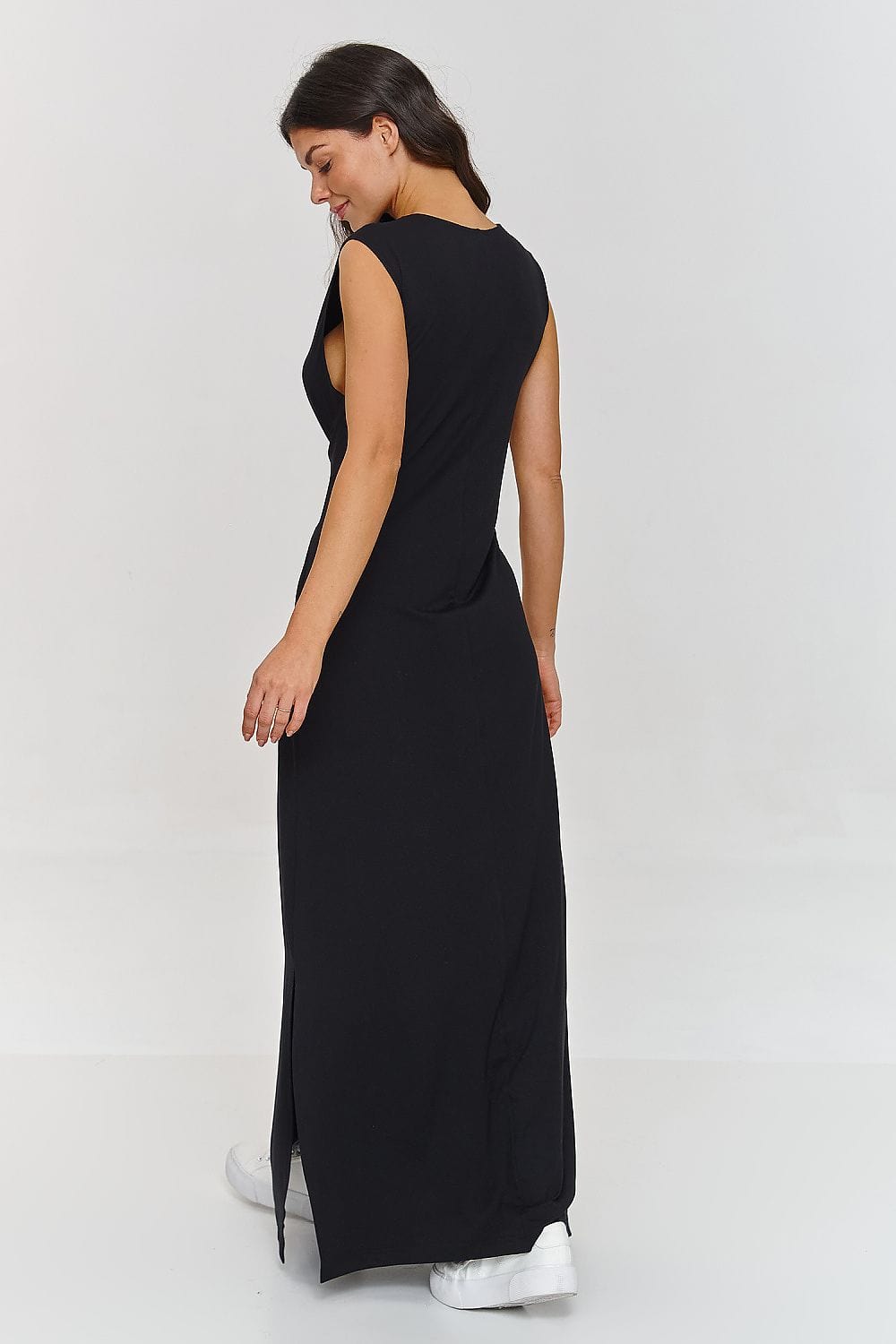 Vayen – Dames – Mouwloze maxi-jurk met ceintuur – Viscosemix – Lente / Zomer