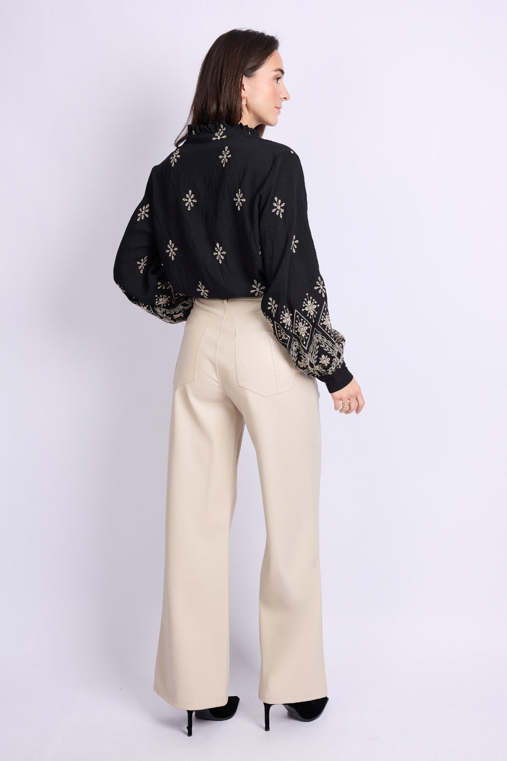 Erika – Dames pants – Nepleer – Hoog model – Wijd vallend – Polymix – Alle Seizoenen