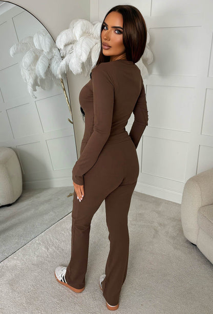 Isabeau – Dames loungewear set met koord en korte top – Polyester – Alle seizoenen