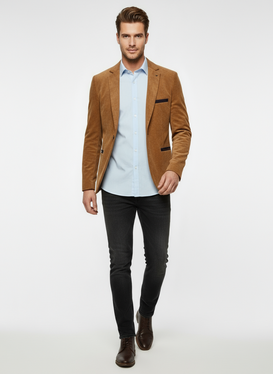 Bastian – Corduroy blazer voor heren – Slim fit – Poly – Lente / Herfst