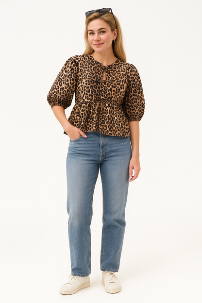 Leonie - Dames blouse Leopard print - Polymix - Lente / Zomer