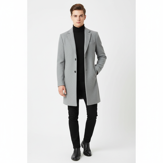 Oscar - Halflange heren overjas - Wollen Polymix - Lente / Herfst