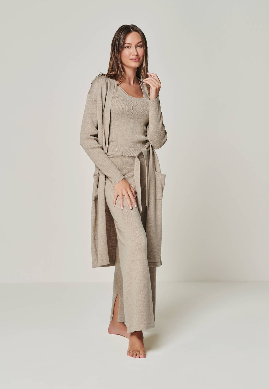 Gisela – 3-delige relaxset voor dames (vest, topje en broek) Wolmix - Herfst / Winter