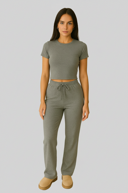 Tina – Dames Loungewear set – Lichtgewicht Gebreide Vezelmix – Alle Seizoenen