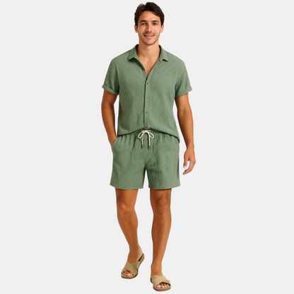 Andries – Set voor heren met relaxed ribpatroon – Katoen / Polymix – Lente / Zomer