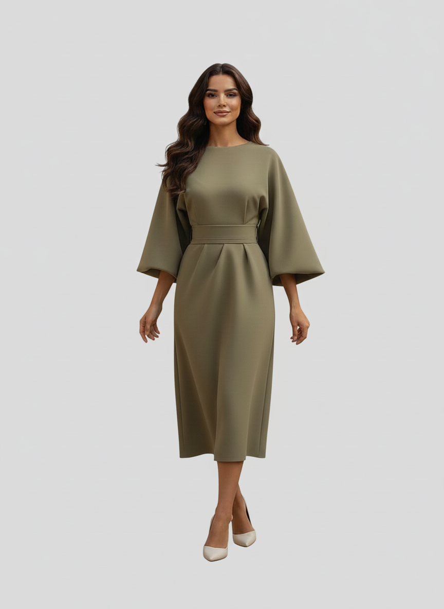 Athena – A-lijn jurk voor dames met ceintuur – Polymix – Lente / Herfst