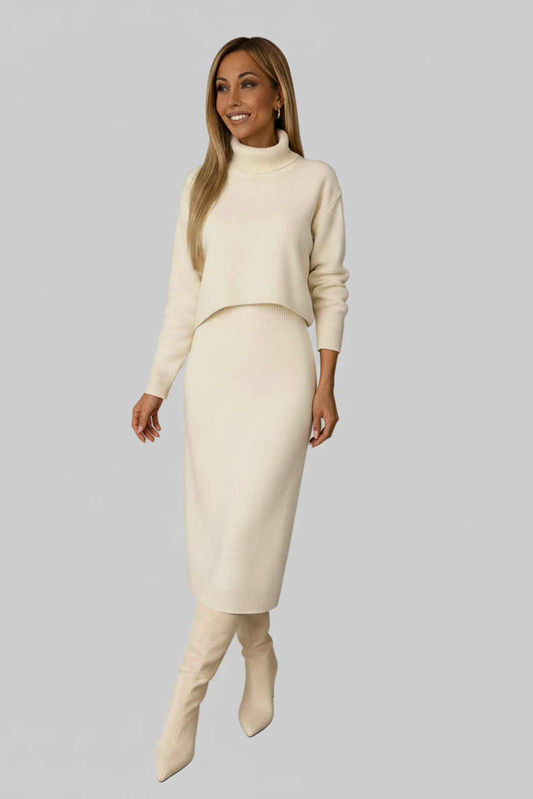 Olga – Comfortabele gebreide set – Wollenmix – Herfst / Winter