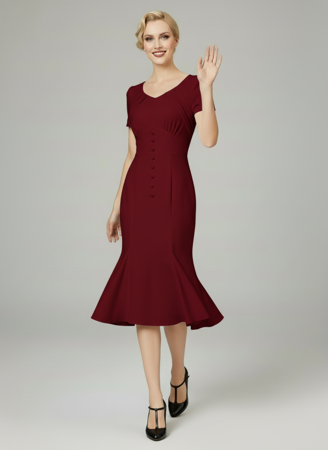Leira – Elegante dames retro 1950 -Bodyconjurk – Viscosemix – Alle seizoenen