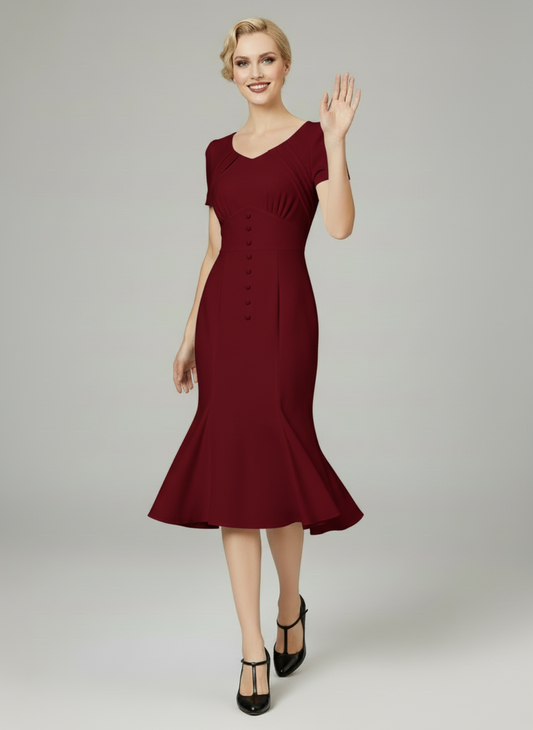 Leira – Elegante dames retro 1950 -Bodyconjurk – Viscosemix – Alle seizoenen