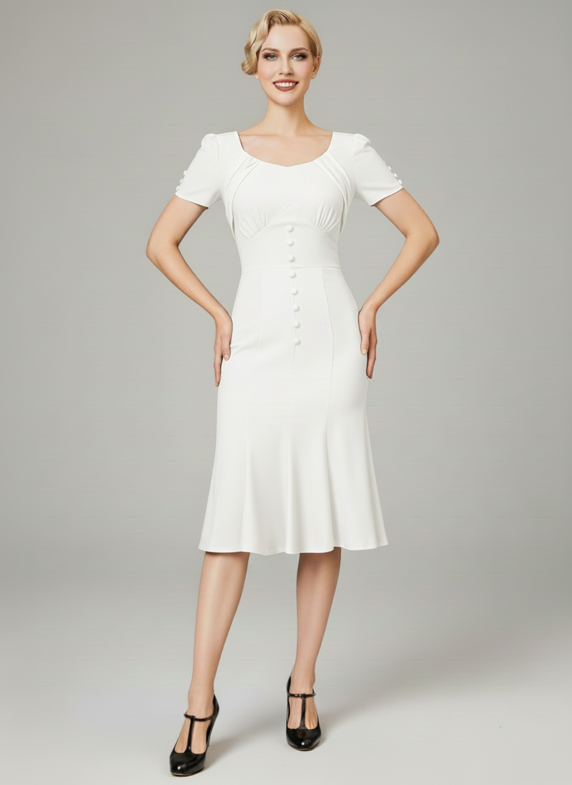 Leira – Elegante dames retro 1950 -Bodyconjurk – Viscosemix – Alle seizoenen